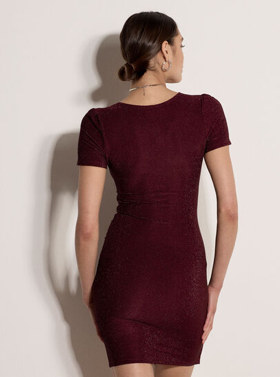 Metallic Bodycon Wrap Mini Dress