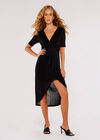 Sparkle Mesh Wrap Mini Dress, Black, large