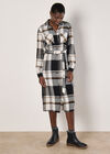 Large Check Shirt Midi Dress, White, large