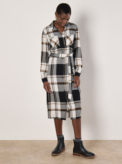 Large Check Shirt Midi Dress