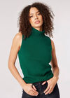 Roll Neck Knitted TankTop, Green, large