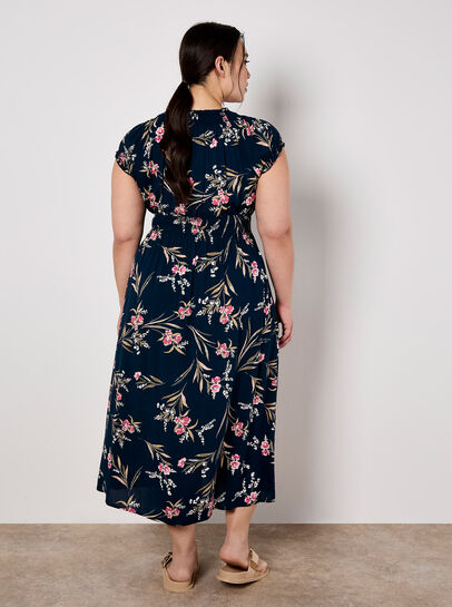 Watercolour Floral Smocked Maxi Dress
