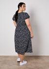 Brush Spot Milkmaid Midi Dress, Navy, large