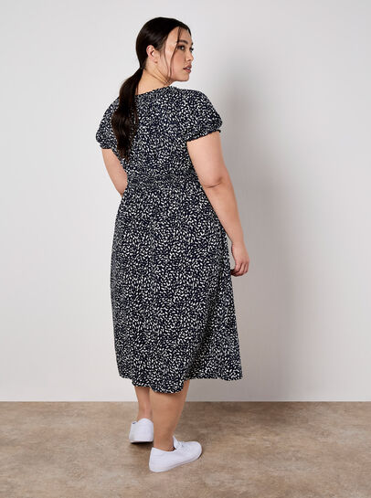 Brush Spot Milkmaid Midi Dress