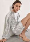 Sequin Shift Mini Dress, Light Grey / Silver, large