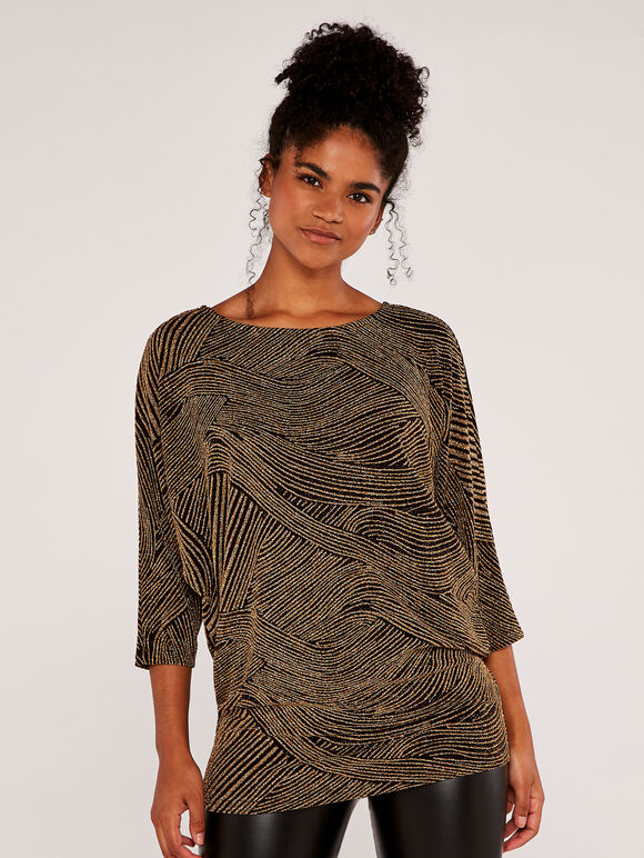 Lurex Swirls Top, Stone, large