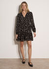 Floral Wrap Mini Dress, Black, large
