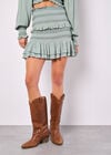 Smocked Ruffle Mini Skirt, Mint, large