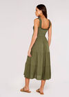 Smock Tiered Midi Dress, Khaki, large