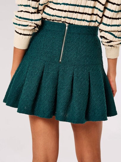 Tweed Box Pleat Mini Skirt