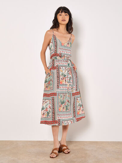 Tropical Print Camisole Midi Dress