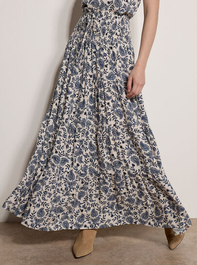 Painterly Paisley Tiered Maxi Skirt