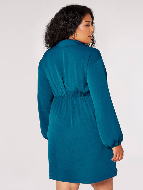 Curve Twist-Front Mini Dress, Teal, large