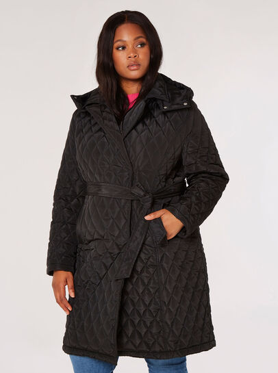 Curve Belted Quilted Parker Coat