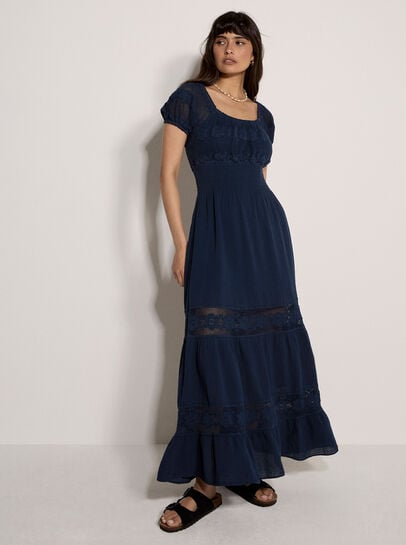 Floral Lace Milkmaid Maxi Dress