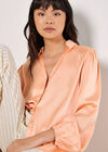 Soft Satin Shirt, Peach, large