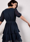 Rhinestone Sparkle Chiffon Mini Dress, Navy, large