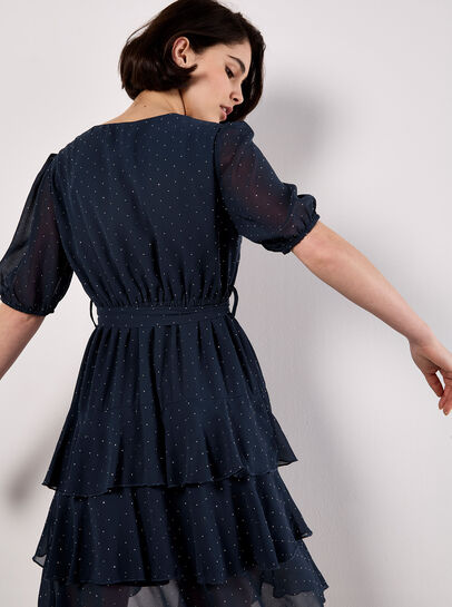 Diamante Embellished Chiffon Mini Dress