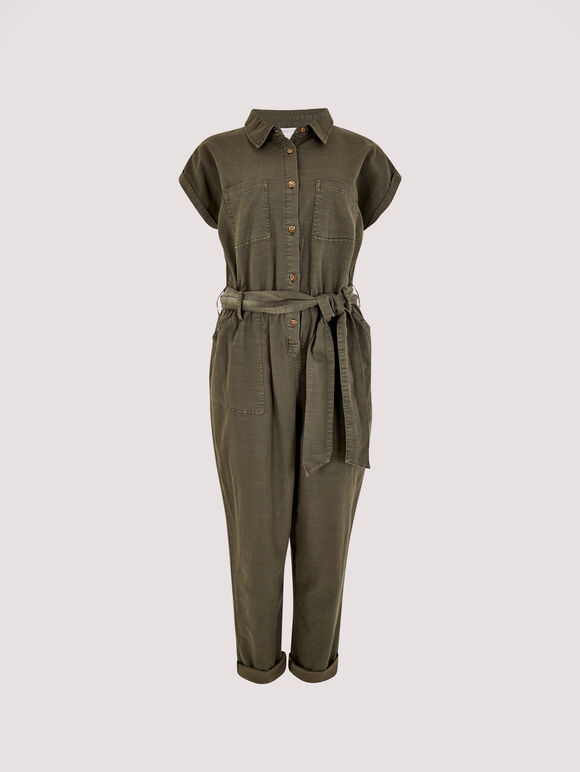 Cotton Blend Boilersuit, Khaki, large