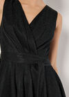 Metallic Pleat Skater Mini Dress, Black, large