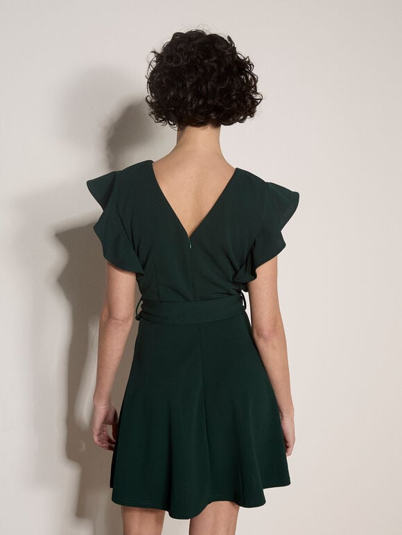 Jersey Crepe Mini Dress, Green, large