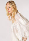 Floral Embroidered Organza Blouse, Cream, large