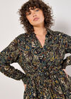 Curve Paisley Floral Shirt Midi Dress, Black, large