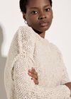Mock Neck Textured Chunky Jumper, Stone, large