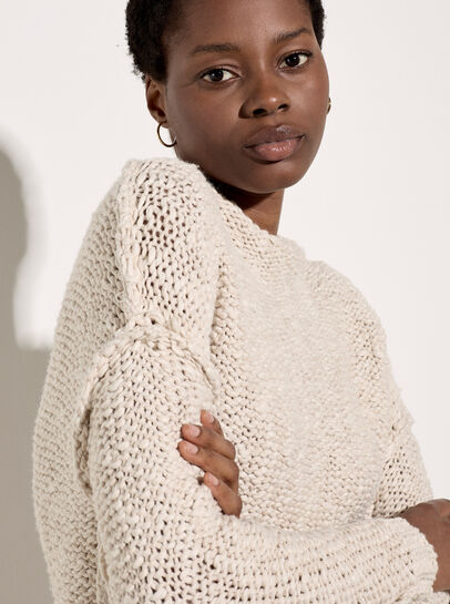 Mock Neck Textured Chunky Jumper