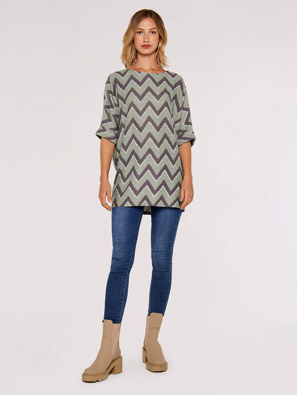 Chevron  Batwing Top, Mint, large