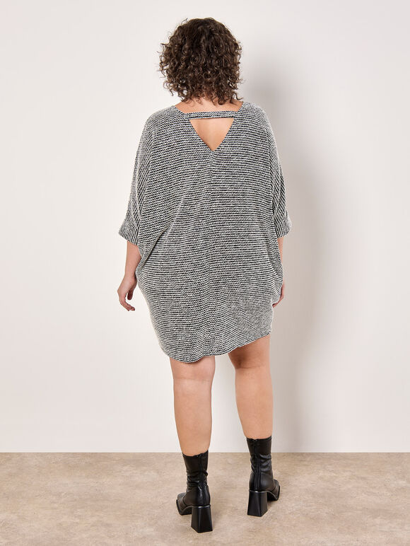Curve Boucle Cocoon Mini Dress, Black, large