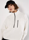Zip Down Premium Fleece Jumper, White, large