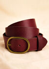 Red Leather Gold Buckle Belt, Red, large
