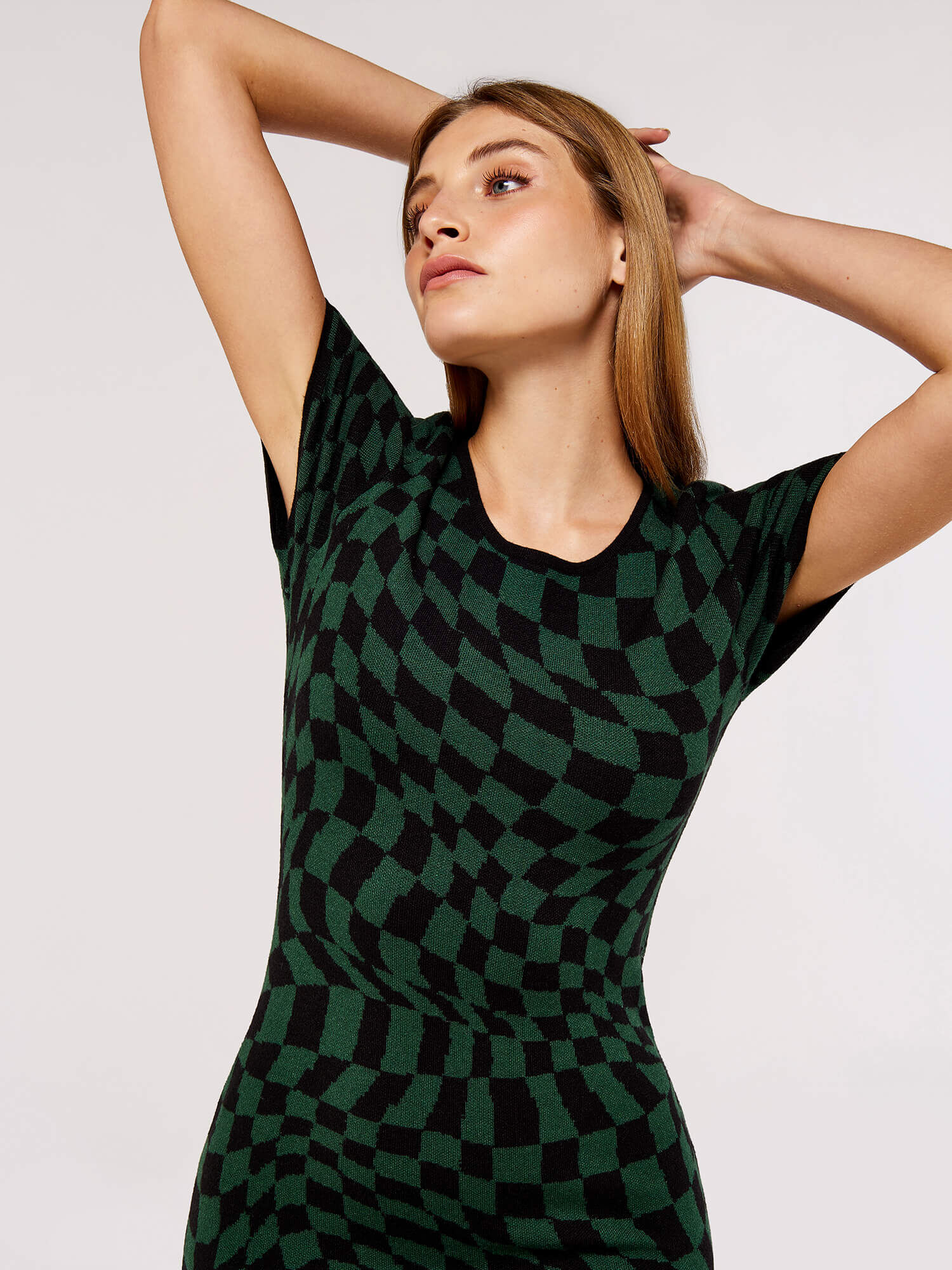 Check Bodycon Knit Dress