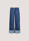 Ikeda Wide Leg Cropped Jeans, Blue, large