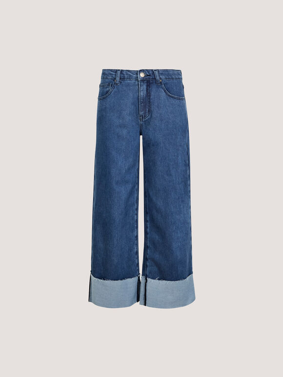 Ikeda Wide Leg Cropped Jeans, Blue, large