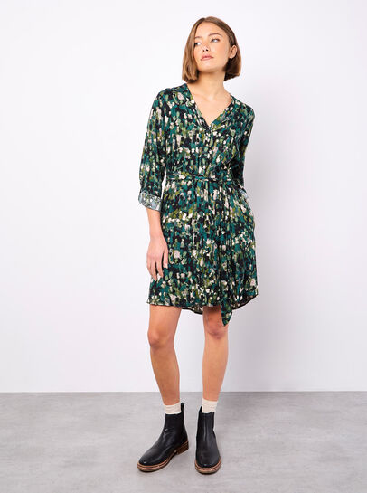 Abstract Brushstroke Shirt Mini Dress