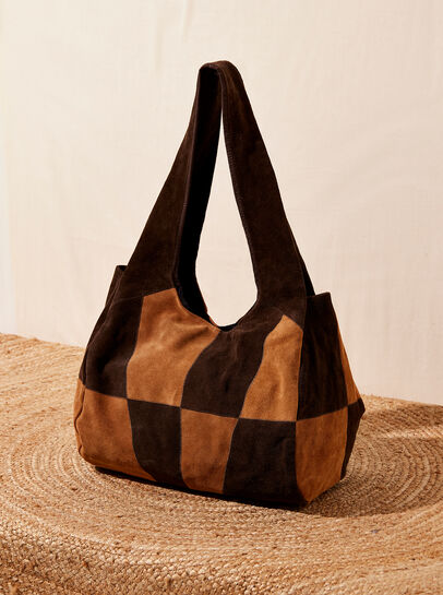 Suede Patchwork Hobo Bag