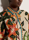 Tropical Floral Print Shirt, Stone, large