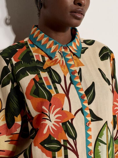 Tropical Floral Print Shirt