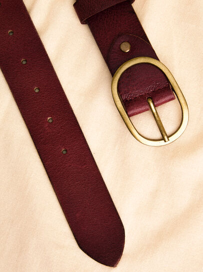 Red Leather Gold Buckle Belt
