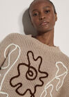Oversized Cornelli Embroidered Jumper, Stone, large