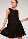 Broderie Anglais Tiered Dress, Black, large