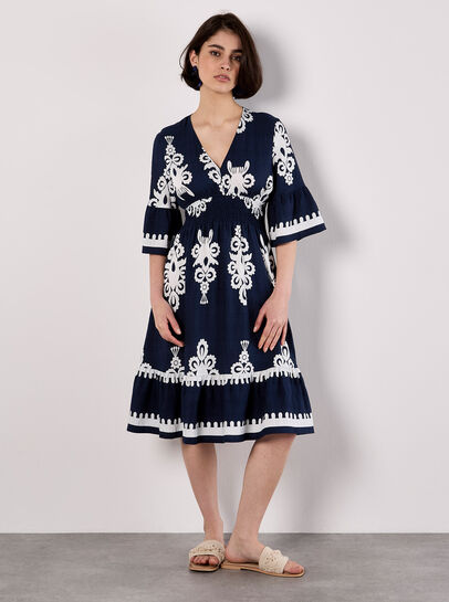 Floral Baroque Smocked Mini Dress