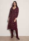 Floral Midi Dress, Burgundy, large