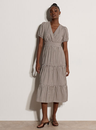 Stripe Wrap Midaxi Dress