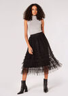 Tulle Layered Midi Skirt, Black, large