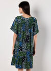 Patchwork Print Crinkle Mini Dress, Navy, large