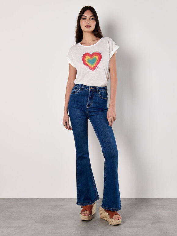 Heart Print Graphic T-Shirt, Assorted, large