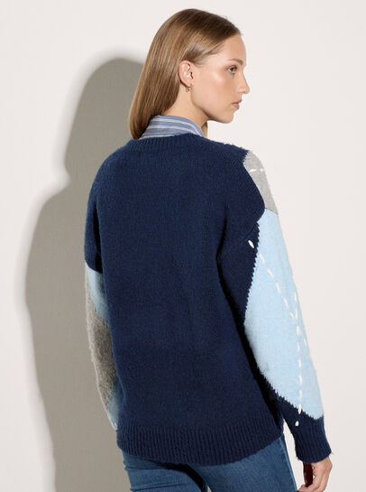 Argyle Diamond Colour Block Jumper